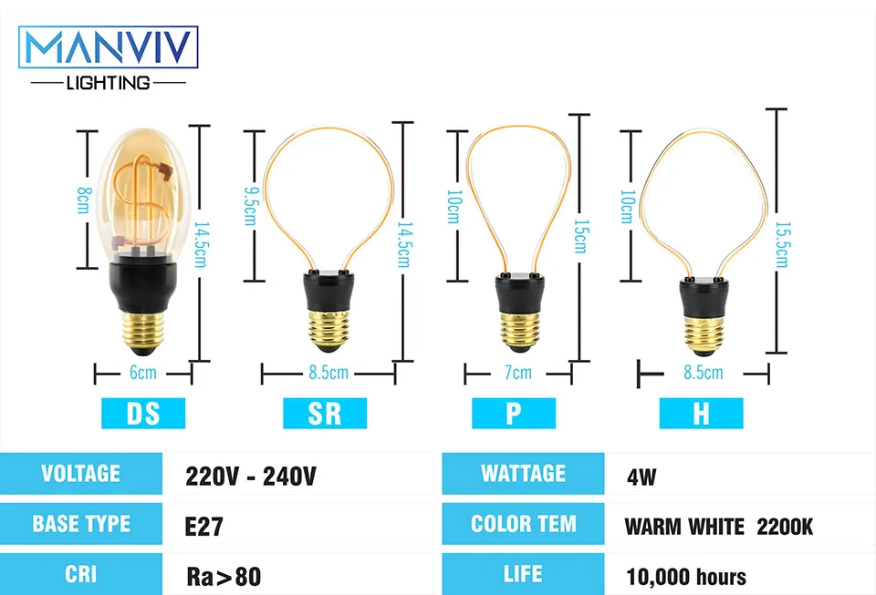 Светодио дный лампа накаливания A60 ST64 G95 Винтаж Edison светодио дный лампы E27 220 В античный мягкий Новинка лампы спираль уникальный дизайн