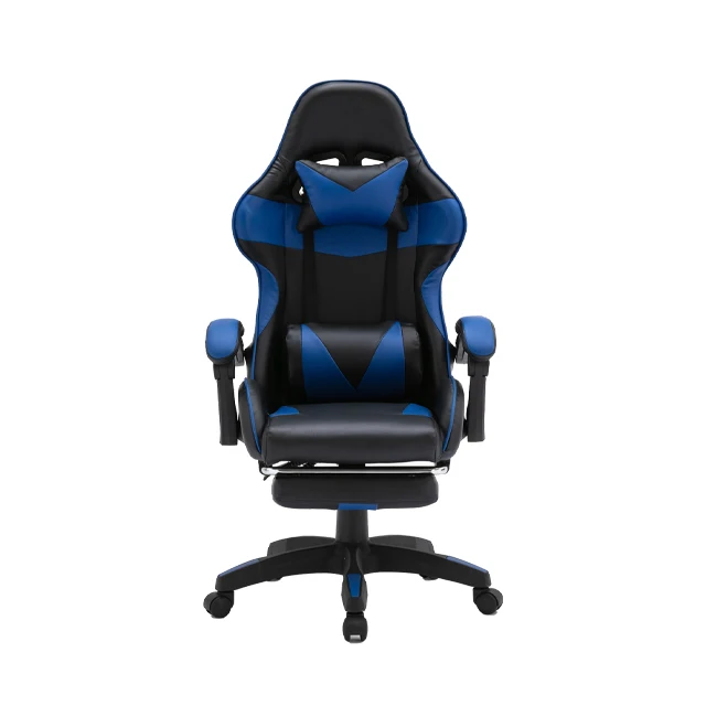 WCG Gaming Chairs Computer Chair Lifting up Office Chair for Cafe Internet Lounge Blue with Footrest