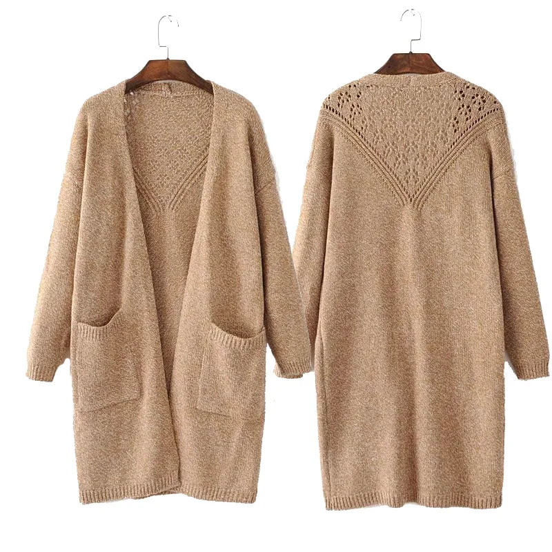 

Solid Cardigan Women Long Sleeve Knitted Sweater Ladies Open Stitch Casual Sweaters Woman Invierno Loose Cardigans Pockets 2019