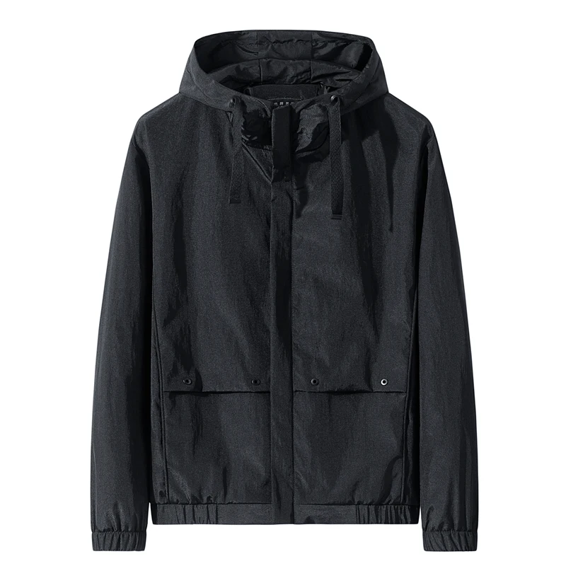 Men's Jacket Streetwear Mens Jackets and Coats Solid Men's Jacket with Hood Casual Men's Windbreaker Men's Coat Plus Size M-8XL