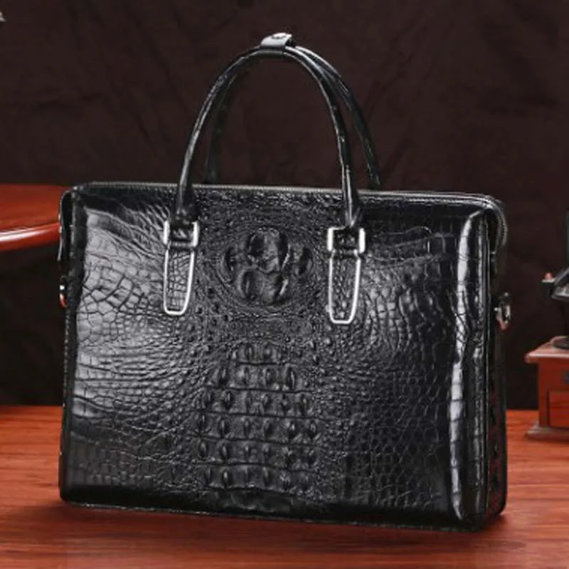 Limited  LINSHE crocodile men handbag Genuine leather Cross section Men's bags business Laptop bag One shoul