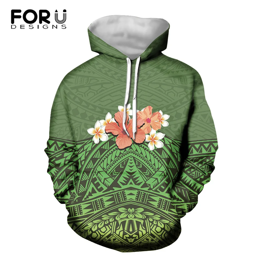 

FORUDESIGNS Polynesian Hibiscus Printed Women Loose Plus Size Hoodies Long Sleeved Pullovers for Ladies Fashion Sweatshirt 2020