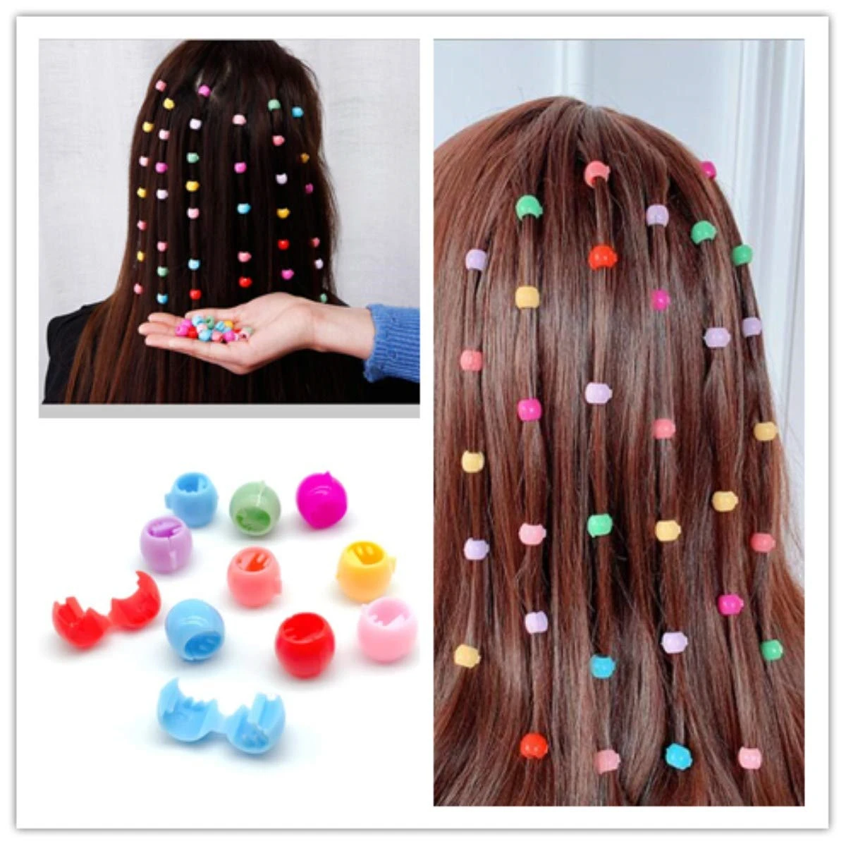 401Pcs/Bag Hair Beads Beading Kits for Kids Hair Acrylic Rainbow Beads  Elastic Rubber Bands for Braid for Hair Accessories - AliExpress