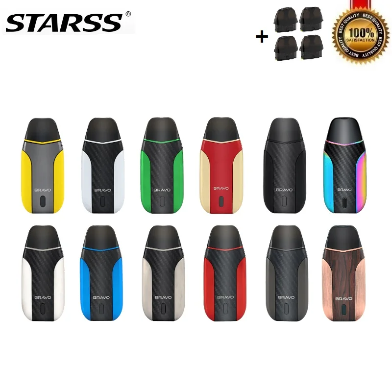 

Original Starss Bravo Pod Vape Kit 1000mAh Battery with 2ml Pod 0.9 Ohm Mesh Coil for MTL Vaping Vaporizer VS Drag Nano Minifit