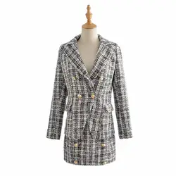 Ozhouzhan/модный костюм для заготовки пуговиц, комплект с юбкой, Женский комплект, 19, осенний Новый стильный костюм, куртка + короткая