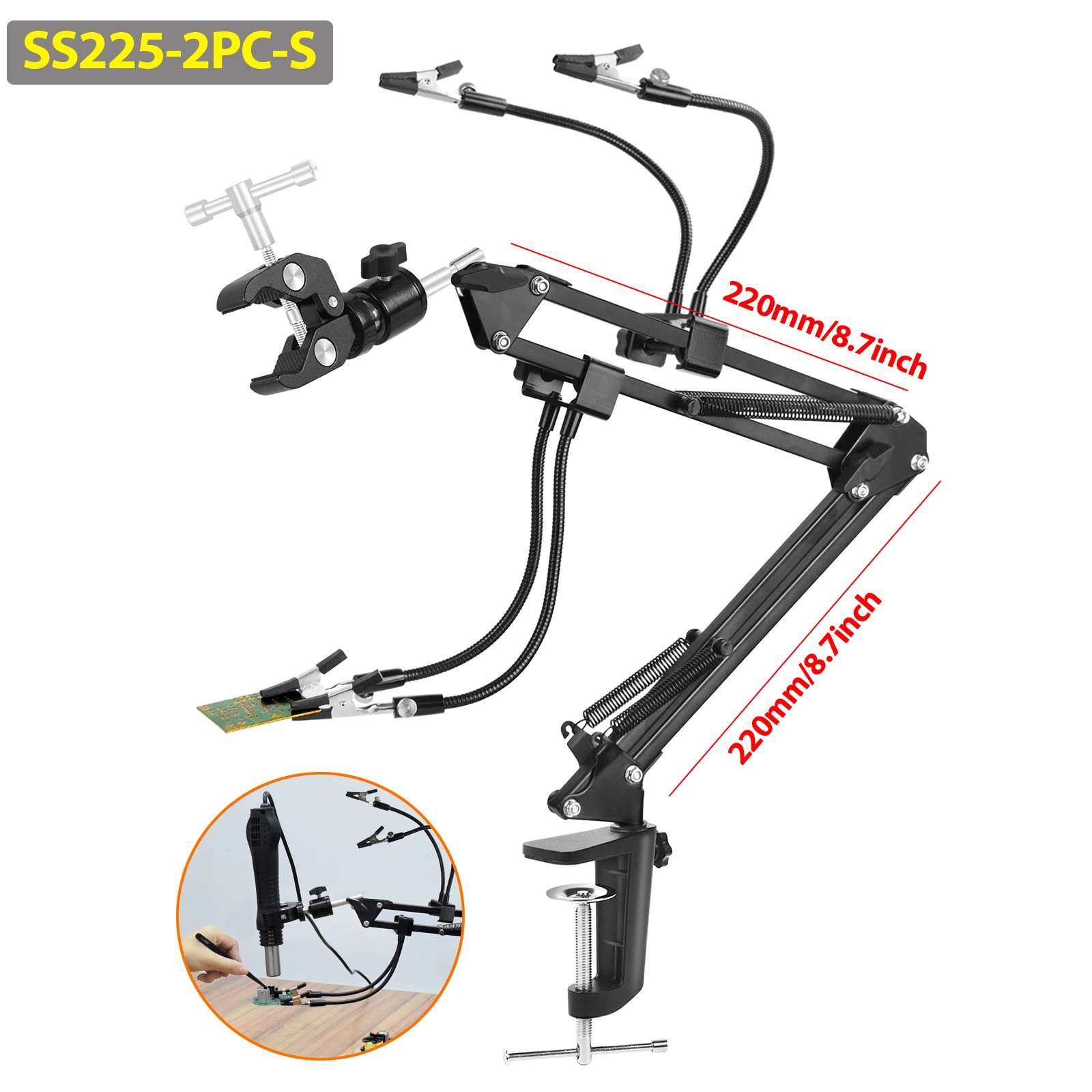 NEWACALOX Soldering Third Hand Adjustable Heat Gun Frame PCB Holder Welding Helping Hands Desoldering Assistant Repair Tool portable arc welder Welding Equipment