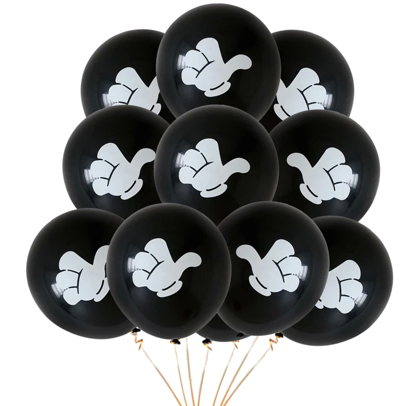 black 50 шт Минни Микки Воздушные шары в форме мыши дети мультфильм вечерние шары мальчик девочка день рождения украшения красный черный желтый латексные шары - Цвет: black