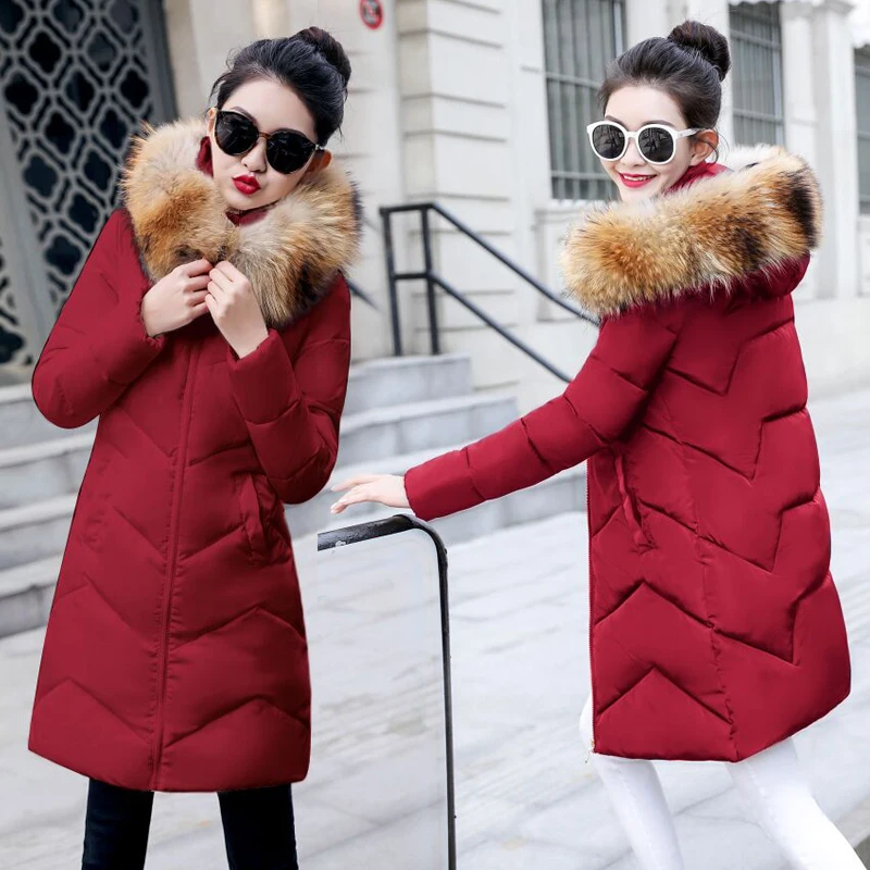 

Winter Jacket Women New 2019 Winter Warm Down Jacket female Long Parkas Artificial Fur Collar Big Size S-6XL Women Winter Coat