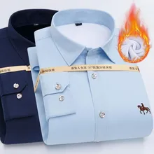 New Arrival Fashion Brand Warm Winter Thicken Men Dress Shirts Long Sleeve Hot Sale Top Quality Embroidery Pattern Male Shirts