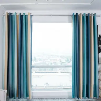 

Simple Stripe Gradient Curtain Multi-size Bedroom Balcony Decorations Screening