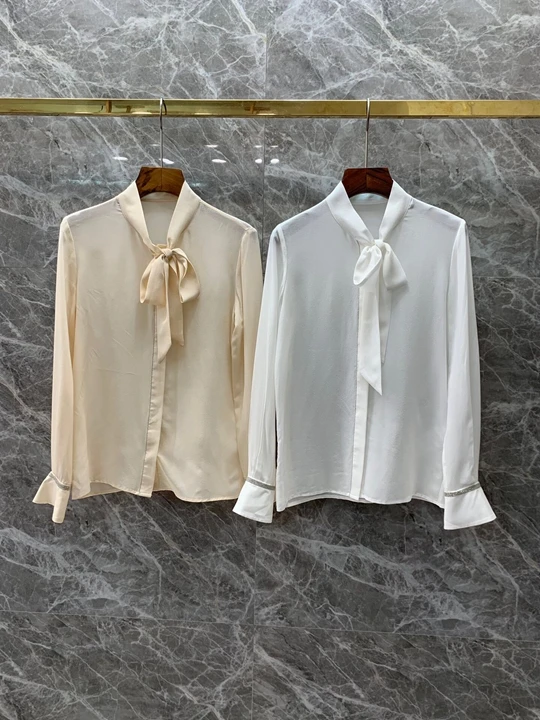 Новая женская осенняя и зимняя дикая одноцветная рубашка с кружевным воротником 1109