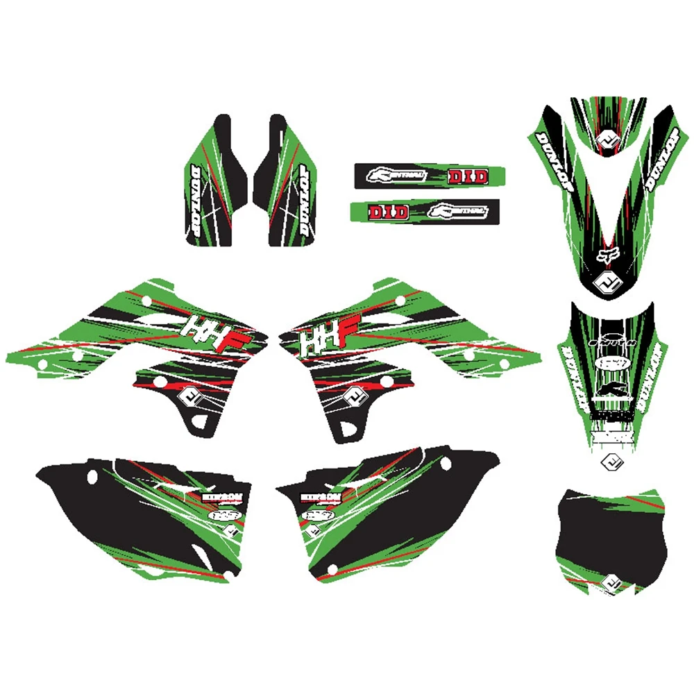 Для KAWASAKI KXF250 2013- Графика наклейки на заказ Номер Наименование лента 3M Полный мотоцикл Фоновые наклейки аксессуары