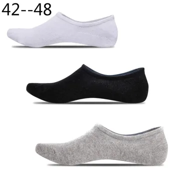

10pcs=5pair Silicone Antiskid Summer Socks Men Cotton Invisible Solid Color socks in large sizes 42--48 Size Breathable