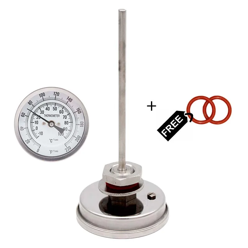 Термометр циферблатный 3 дюйма 6 дюймов зонд 1/2 NPT 0 220 F|homebrew kettle|homebrew kitweldless thermometer |