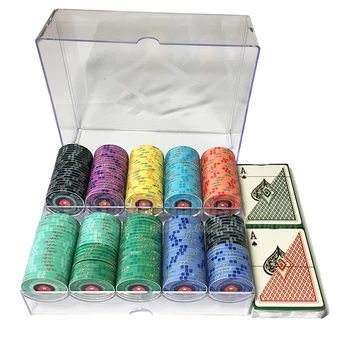 

200PCS EPT Poker Chips Set With Box & 2 Plastic Playing Cards Casino Token