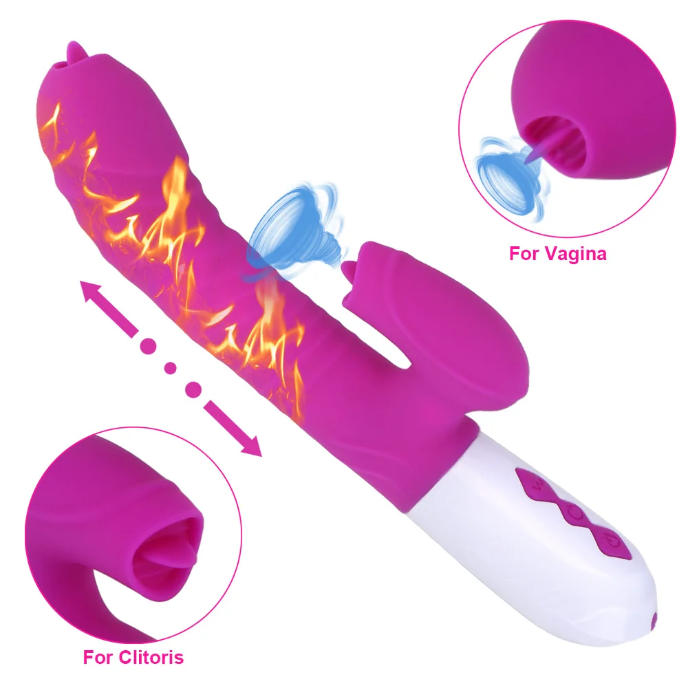 Vibratore bacchetta vibratore telescopico riscaldabile vibratore doppia lingua giocattoli del sesso per le donne G Spot Clitoride S_voghion.com