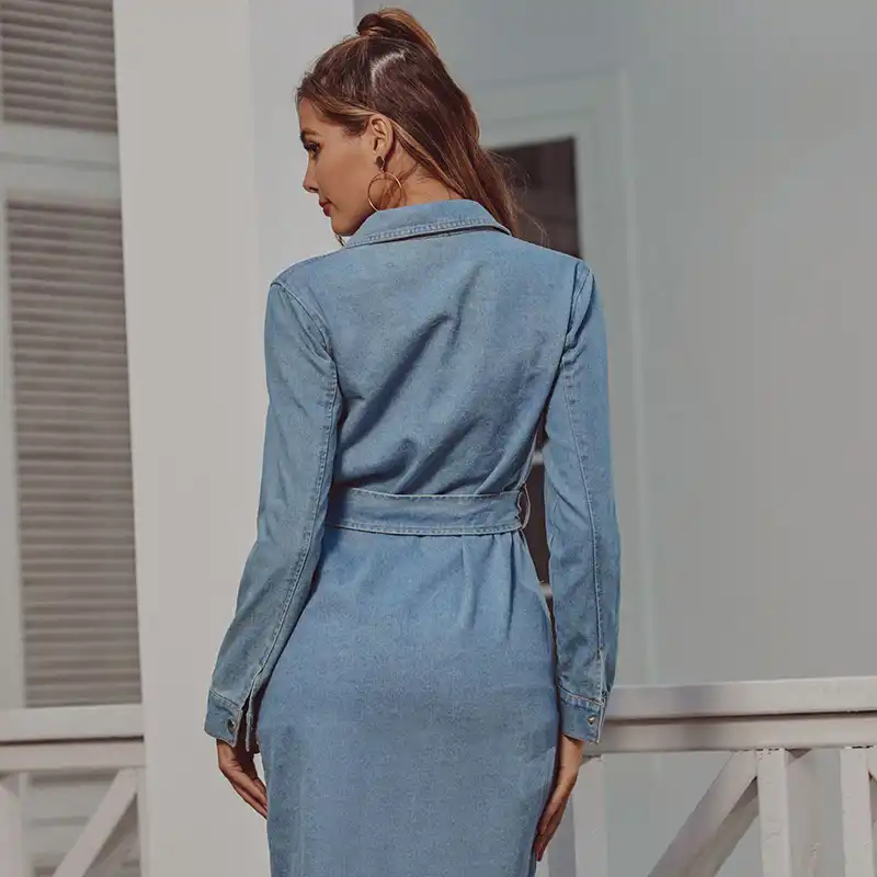 polly long denim dress