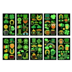 10pc Luminous Tattoo Stickers Kids Temporary Fake Tattoos Irish Body Waterproof Tattoo St. Patrick's Day Luminous Tattoo Sticker