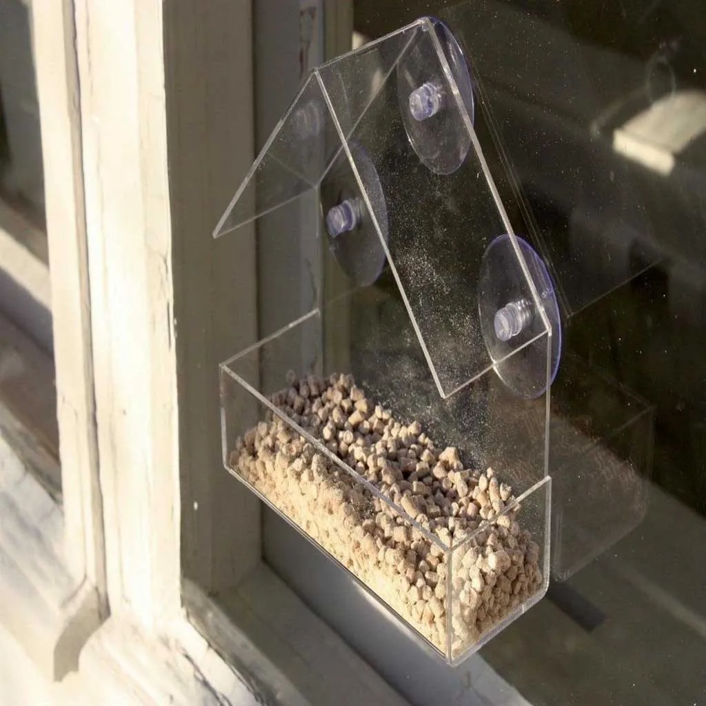 Bird Feeder Transparent Window Bird Feeders Tray Bird house Window Suction Cup Tools Hanging Suction Alimentador Easy To Install