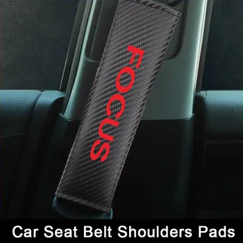 

2pcs Car Seat Belt Covers Shoulder Pad For ford focus Carbon Fiber PU Leather Protection Padding Car-stying