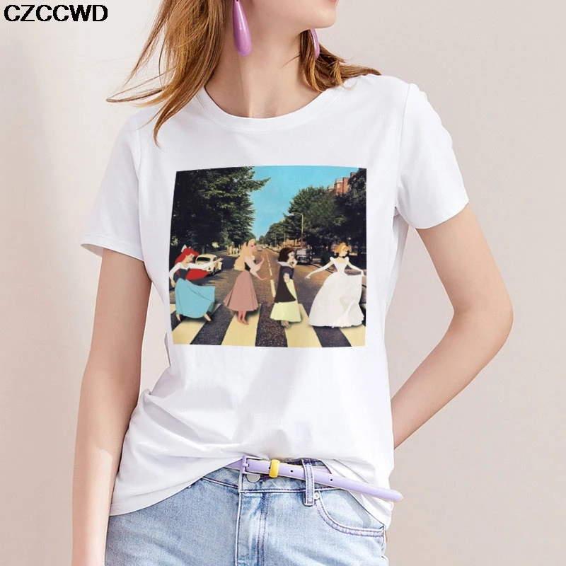 CZCCWD женская одежда 2019 белая футболка Harajuku модная с принтом принцессы для отдыха
