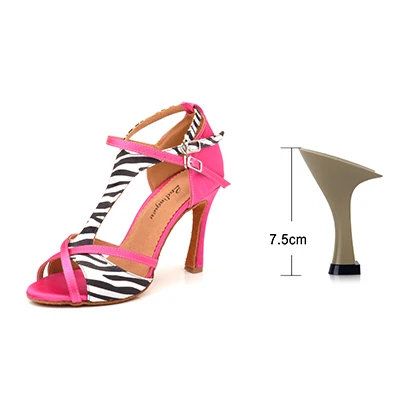 Pink 7.5cm Ladingwu/танцевальная обувь для латинских танцев; женская обувь для сальсы; женские вечерние туфли для профессиональных танцев; Обувь для бальных танцев с мягкой подошвой - Цвет: Pink 7.5cm