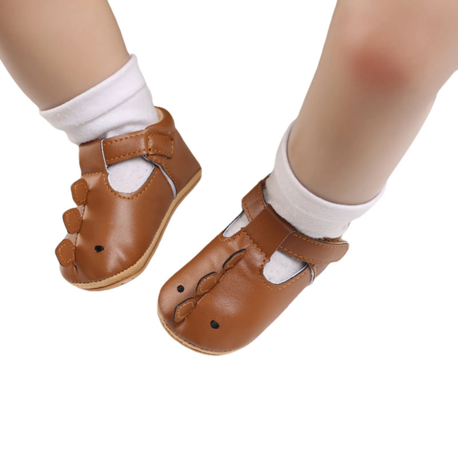 귀여운 패션   소년 소녀 가죽 신발 미끄럼 방지 부드러운 단독 T-스트랩 어린이 신발  Moccasins