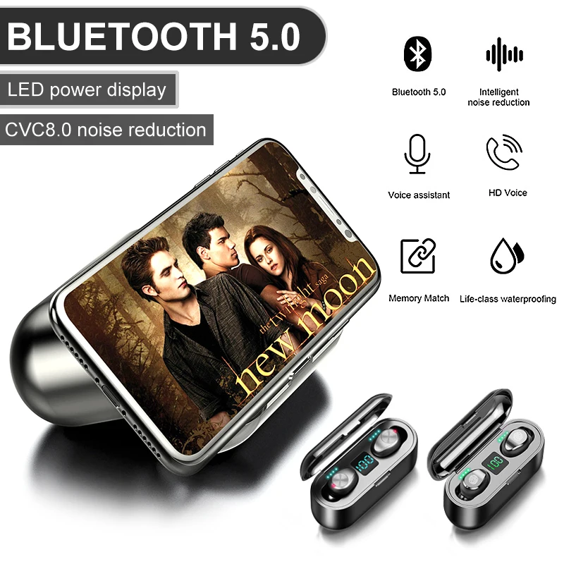 Bluetooth V5.0, беспроводные наушники, стерео, спортивные, беспроводные, головные телефоны, наушники, гарнитура, 2000 мАч, мощность для iPhone 11, Xiaomi