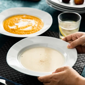 

MALACASA, Series Elisa, 6-Piece 8.5" Pasta Plates Dinner Plates Round Deep Porcelain Soup Plates Tableware Service Set for 6