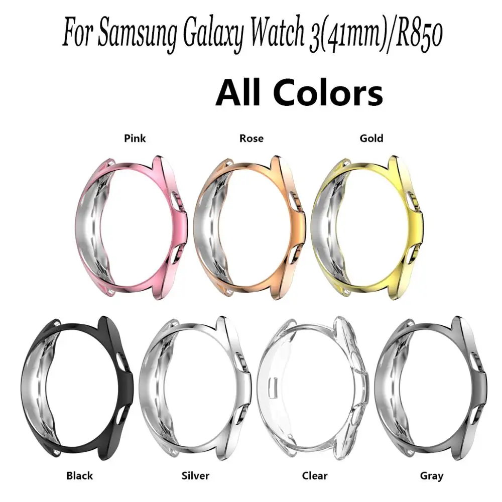 

Plating Protective Case TPU Half-pack Screen Frame Watch Protector Shell For Samsung Galaxy Watch 3 41mm SM-R850 Smartwatch