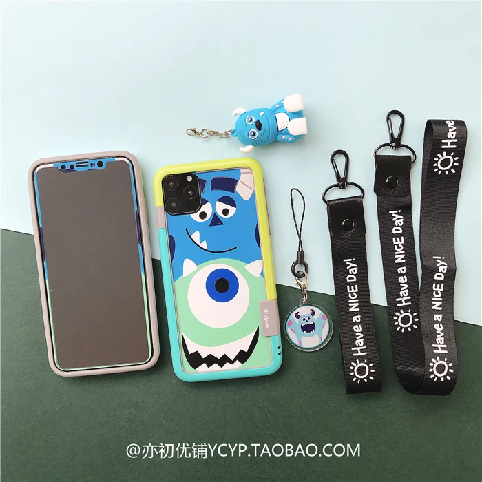 Для iphone 11 pro Max Cardcaptor Sakura закаленное стекло flim+ мягкий бампер для iphone XS Max XR 7 6S 8plus чехол с принтом "Сейлор Мун"+ 2 ремешка