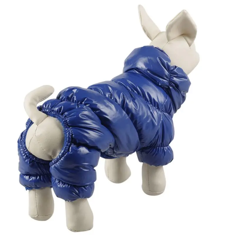 Зимняя теплая одежда для маленьких питомцев комбинезон для собаки спортивный костюм куртка для щенка пальто продукта размера плюс - Color: Blue