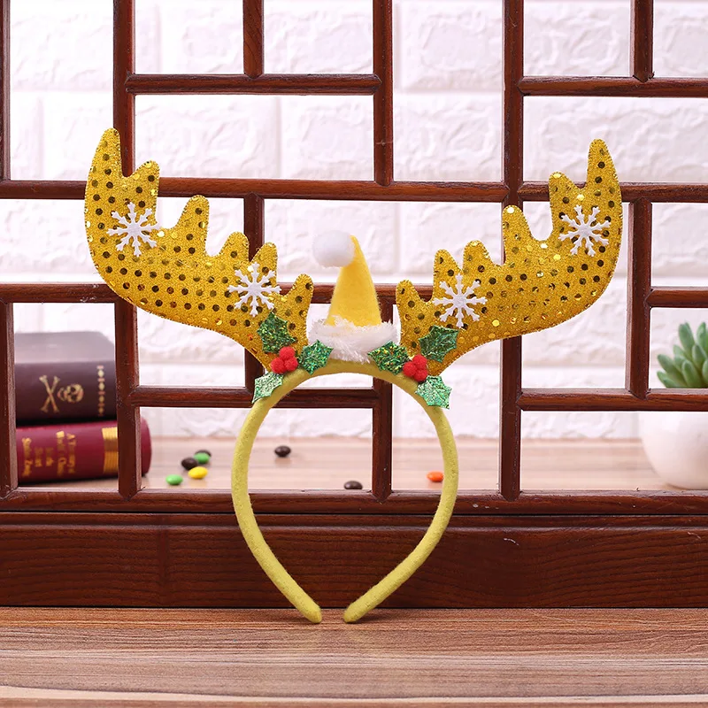 reindeer Antler Head sequins Christmas hair hoop обруч рождество accesorios navidad diademas vinchas navideñas Ободок с рогами - Цвет: see chart