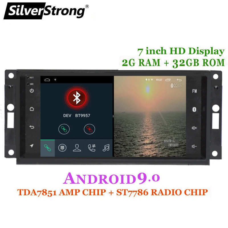 Clearance SilverStrong 2DIN 32G Android9.0 Car Radio GPS for Jeep Cherokee 2009 2008 2010 Wrangler car stereo for Dodge GPS for Chrysler 2