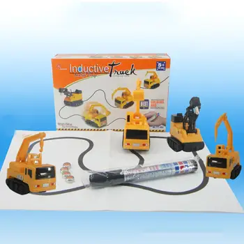 

Delivery Magic Pen Inductive Car Truck Follow Any Drawn Black Line Track Mini Toy Engineering Vehicles Educational Toy