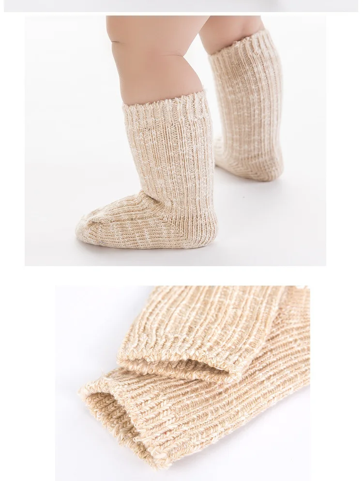 Детские носки с завязками детские носки без пятки из толстой пряжи нескользящие носки-тапочки с клеевой подошвой плотные носки с силикагелем на осень