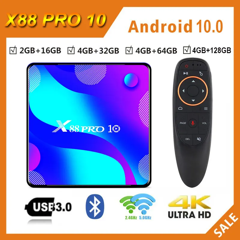 X88 PRO 10 Медиаплеер Smart TV Box Android 0 Rockchip RK3318 5G Wifi HD 4K BT 4 1 Whit G10S Google голосовой пульт