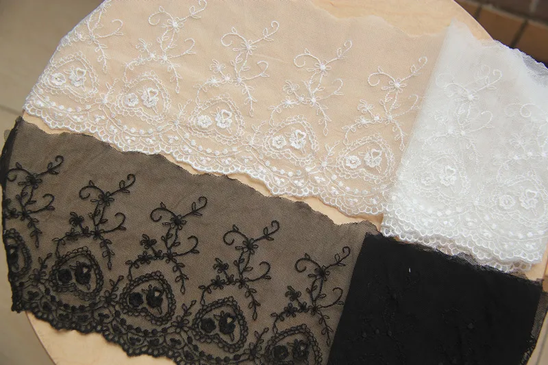 

7Yds Embroidery Lace Fabric Mesh Tulle Lace Ribbon White Black Wedding Dress Sewing Accessories Trimmings Guipure Crafts