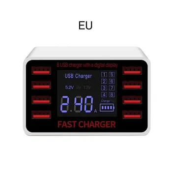 

40W Multi-Port Charger LCD Display 8 Port USB Charging Station Power Adapter Universal Mobile Phone Desktop Wall Home