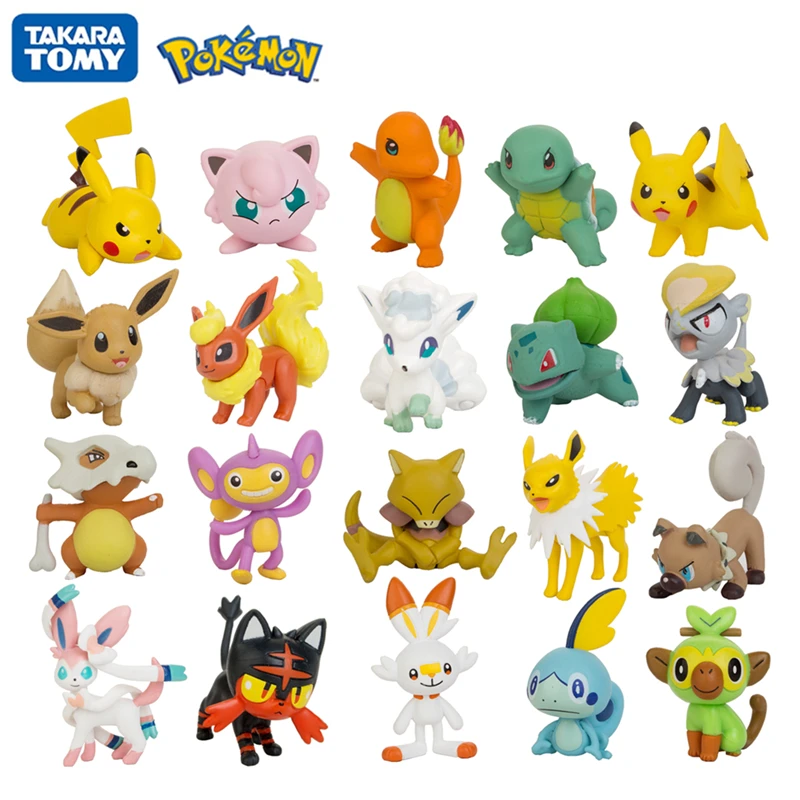 Figuras de acción de Pokémon, muñecos coleccionables de Pikachu, Squirtle, Bulbasaur, Charmander, Vulpix, Eevee, Abra, Litten, 9cm|Figuras de acción| -