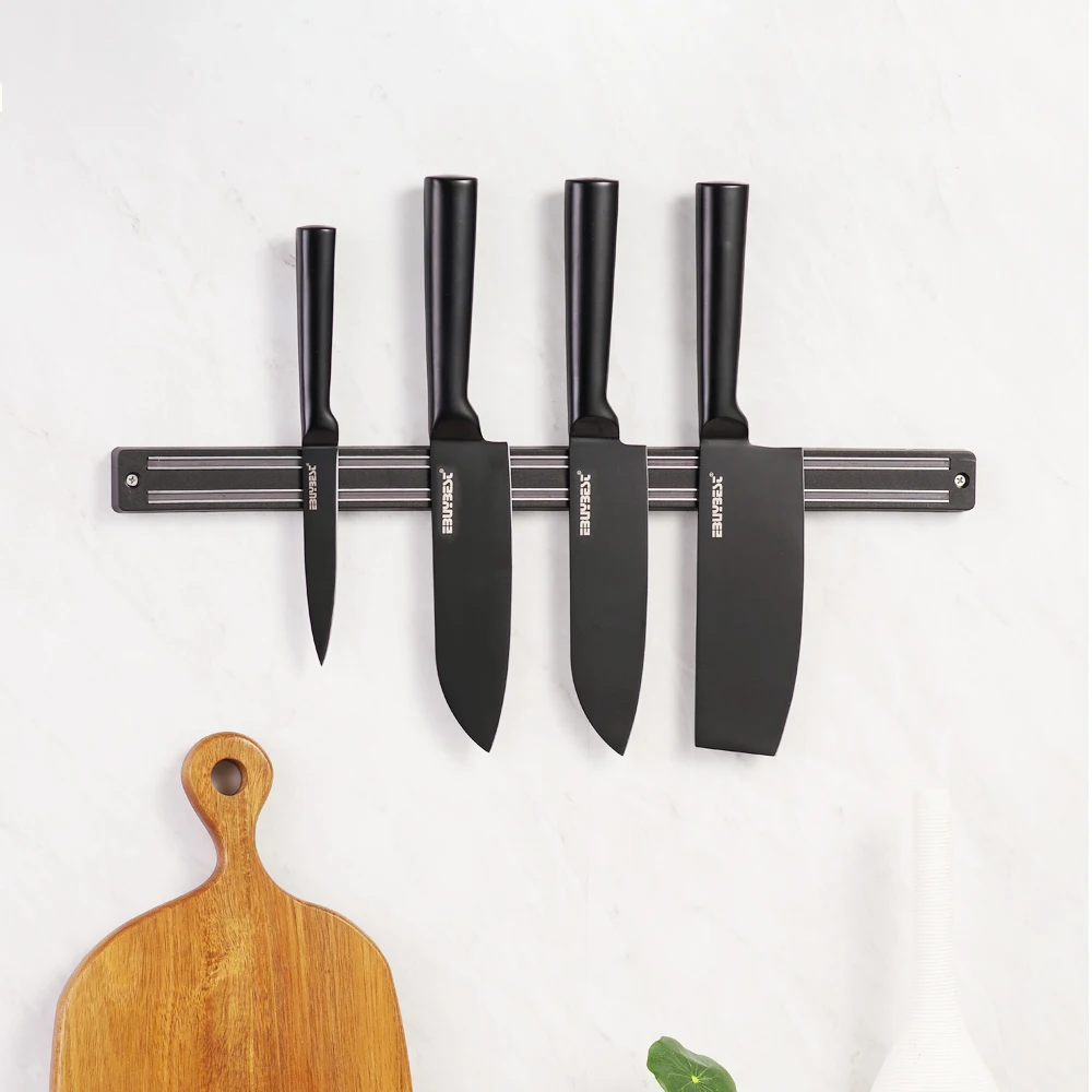 Магнитный держатель для ножей, настенный черный АБС-пластик, металлический нож из нержавеющей стали, магнитный держатель для ножей Кухня, инструменты