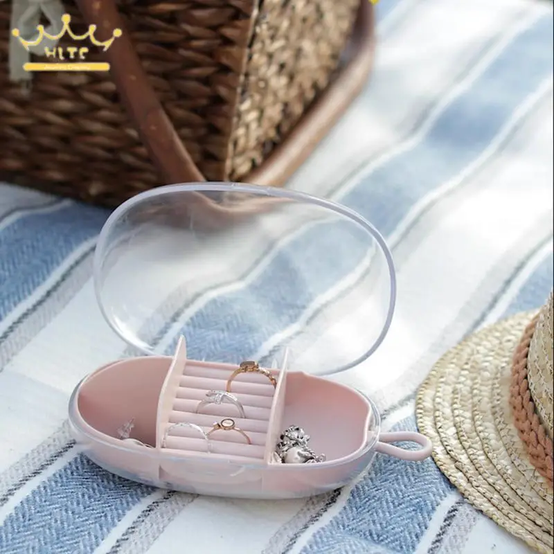 Travel Portable Mini Jewelry Box Transparent Layered Earrings Ring Storage Box Can Be Wall-Mounted Storage Box