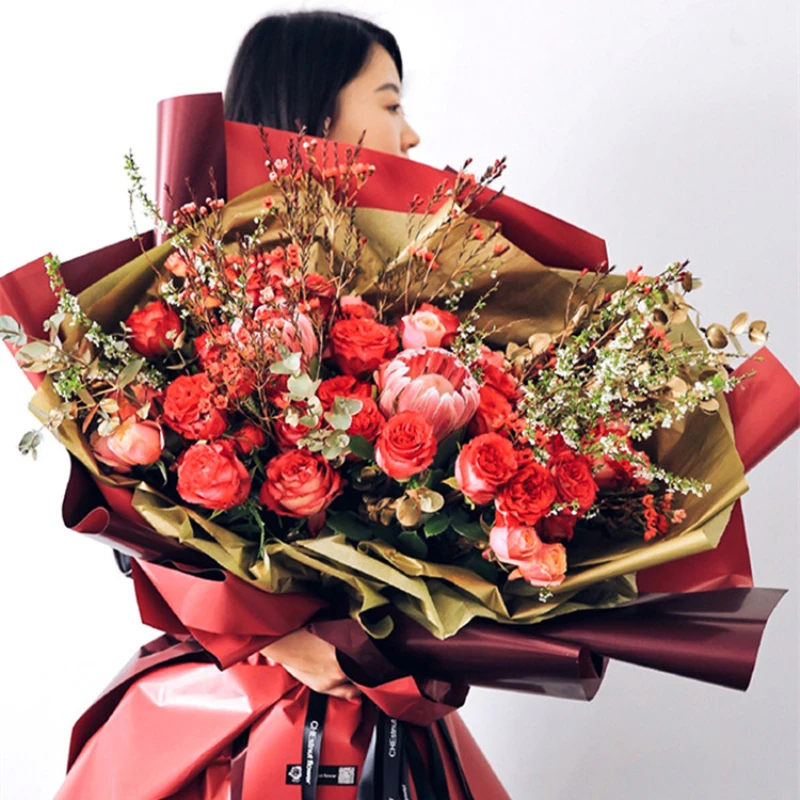 20pcs Two-tone Packing Paper Flowers Netutal Color Gift Florist Bouquet Wrapping Paper Wedding Home Decor Fastival Party Supply
