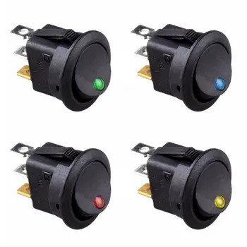 

New 8PCS LED Dot Light 12V Car Auto Boat Round Rocker ON/OFF TOGGLE SPST SWITCH