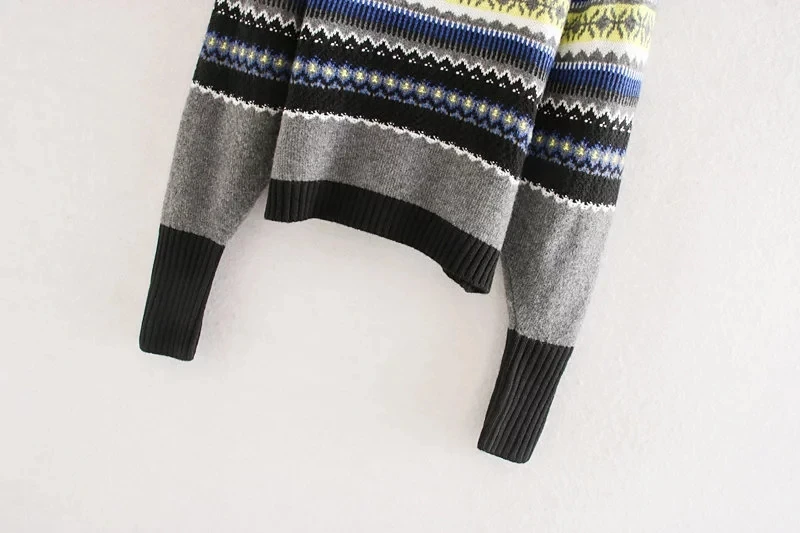 Увядшие зимние свитера для женщин pull femme england preppy винтажные жаккардовые вязаные свитера с круглым вырезом женские пуловеры Топы