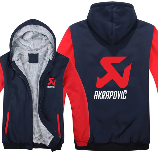 shenlan hong CAMISETA AKRAPOVIC выхлопной Мотоцикл Мотокросс утолщение молнии толстовки брендовая одежда толстовки 2019uyi - Цвет: shenlan hong