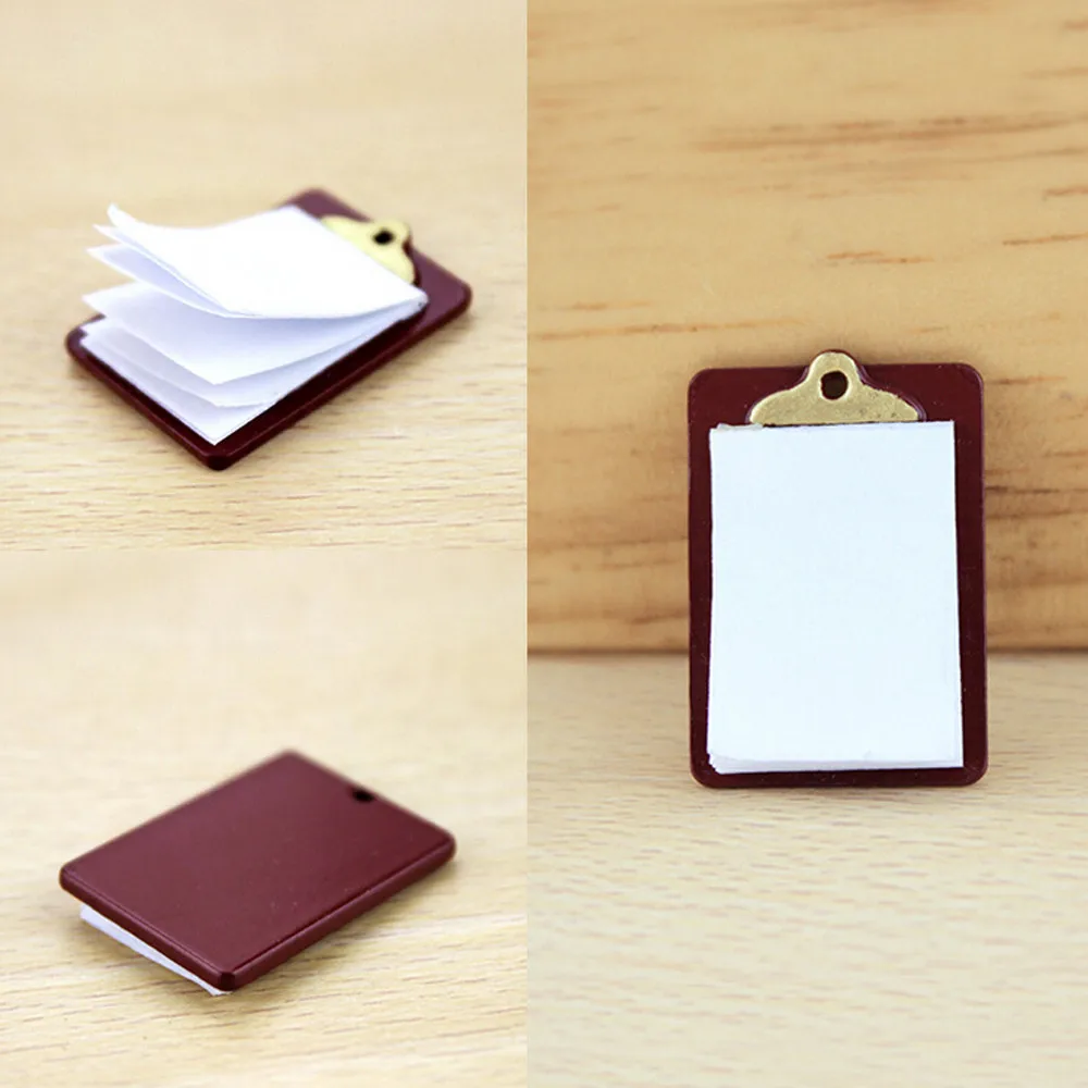 Mini Dollhouse Miniature Accessories Alloy Clipboard with Real Paper AttachDO
