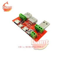  Power Cord USB Adapter Module Board Male to Female Jack USB to MICRO/MINI/TYPE-C 2.54mm Adapter 4P USB Converter  Connector 