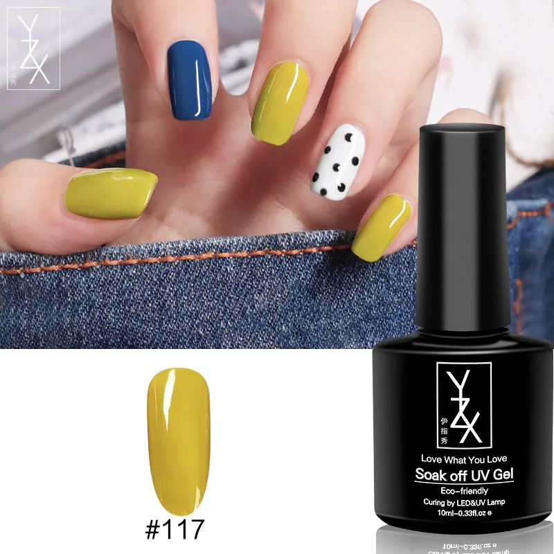 YXZ УФ/светодиодный гель для ногтей Soak Off 10 мл Toenail эмалевый лак Черный молочный белый желтый зеленый красный лак для ногтей для милых женщин