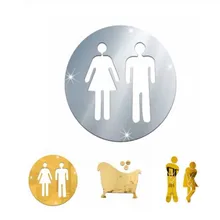 3D акриловые наклейки на зеркало для ванной женщины и мужчины Туалет знак зеркало стикер стены дома отель дверь в Туалет знак зеркало стикер